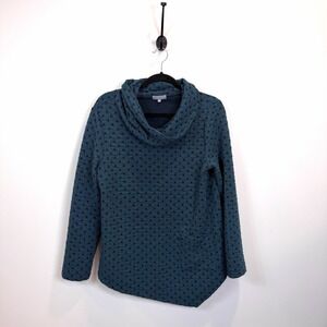 Habitat Women's Small Textured Cowl Neck Top Green & Black Pullover